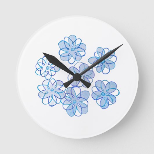 Blauwe Daisies wandklok (Voorkant)