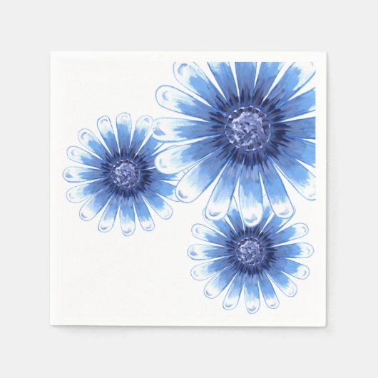 Blauwe Daisy 3 Flower servet (Voorkant)