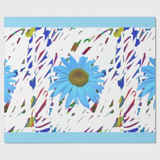 Blauwe Daisy Abstract Grafisch Inpakpapier (Vlak)