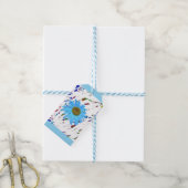 Blauwe Daisy Abstract Grafische Gift Tag Cadeaulabel (Met Touw)