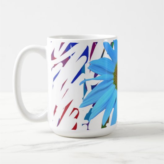 Blauwe Daisy Abstract Grafische Koffiemok (Links)