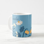 Blauwe Daisy April Geboortebloem Mok Floral (Voorkant links)
