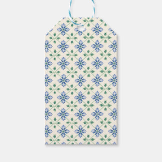 Blauwe Daisy & Blad Tuinpatroon Gift Tags Cadeaulabel
