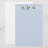 Blauwe daisy bloem tekening rand briefpapier (Voorkant / Achterkant)