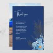 Blauwe Daisy Bloemen Dank u kaart voor bruiloft (Voorkant / Achterkant)