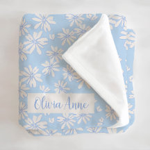 Blauwe Daisy Bloemen Meisjes Custom Fleece Deken