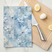 Blauwe Daisy Bloemen Patchwork Keukenhanddoek (Quarter Fold)