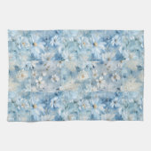 Blauwe Daisy Bloemen Patchwork Keukenhanddoek (Horizontaal)
