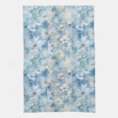 Blauwe Daisy Bloemen Patchwork Keukenhanddoek (Verticaal)