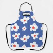 Blauwe Daisy Bloemmotief Script Naam Kunst Schort (Voorkant)