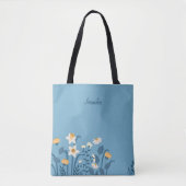 Blauwe Daisy Bloemtas Tote Bag (Voorkant)
