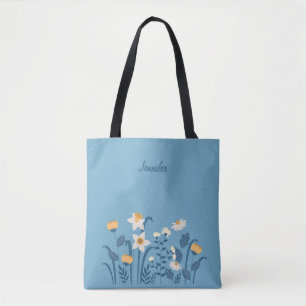 Blauwe Daisy Bloemtas Tote Bag