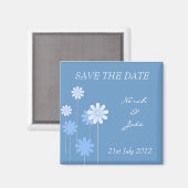 Blauwe Daisy Bruiloft Save The Date Magnet (Voorkant / Achterkant)