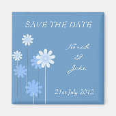 Blauwe Daisy Bruiloft Save The Date Magnet (Voorkant)