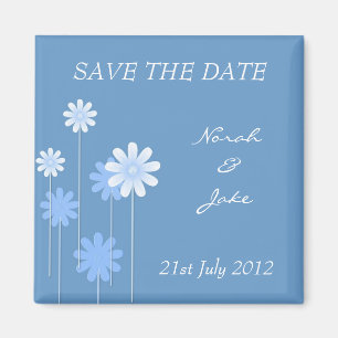 Blauwe Daisy Bruiloft Save The Date Magnet
