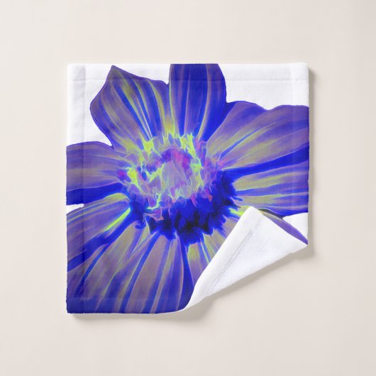 Blauwe Daisy Design Green Achtergrond Bad Handdoek (Wasdoekje)