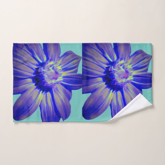 Blauwe Daisy Design Green Achtergrond Bad Handdoek (Handdoek)