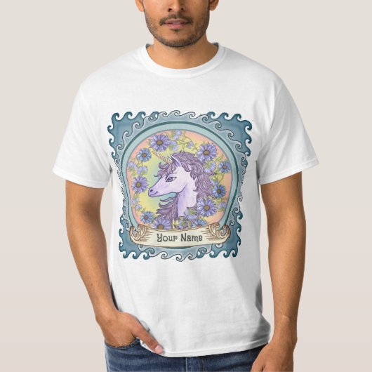 Blauwe Daisy Eenhoorn T-shirt (Voorkant)
