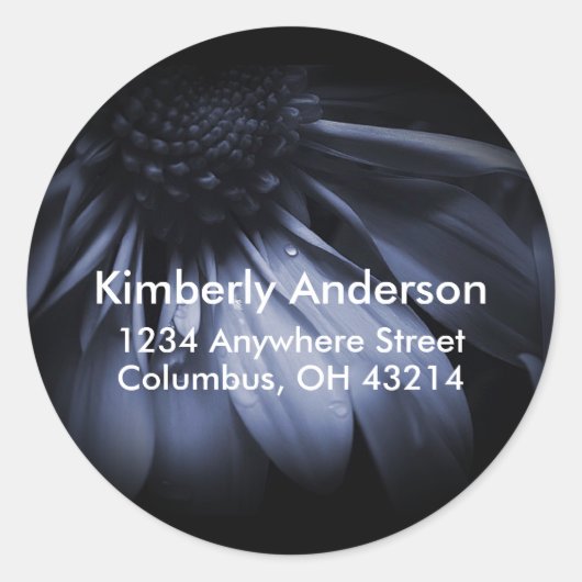 Blauwe Daisy Flower retour adreslabels Ronde Sticker (Voorkant)