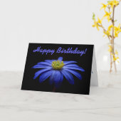 Blauwe Daisy Gerbera Bloem Gelukkig Verjaardag Kaart (Gele Bloem)