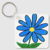 Blauwe Daisy Monogram Achterkant Sleutelhanger (Voorkant)