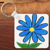 Blauwe Daisy Monogram Achterkant Sleutelhanger (Voorkant)