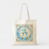 Blauwe Daisy Monogram Tote Bag (Achterkant)