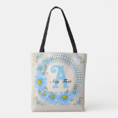 Blauwe Daisy Monogram Tote Bag (Achterkant)