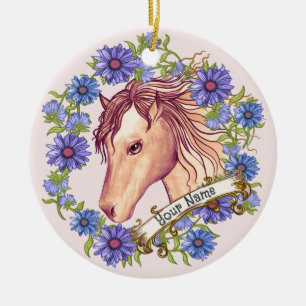 Blauwe Daisy Paard ornament