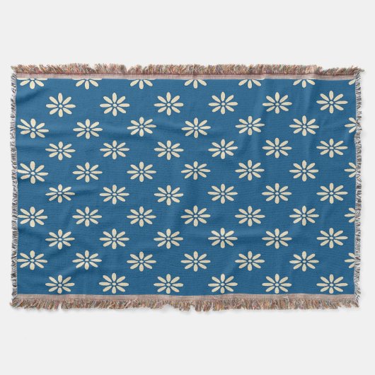 Blauwe Daisy Patroon Worpdeken Deken (Voorkant)