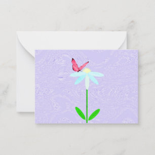 Blauwe Daisy Roze Vlinder Notitiekaarten Notitiekaartje