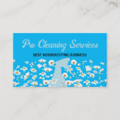 Blauwe Daisy Spray Fles Schoonmaak Service Tuinier Visitekaartje (Achterkant)