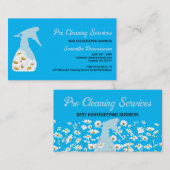Blauwe Daisy Spray Fles Schoonmaak Service Tuinier Visitekaartje (Voorkant / Achterkant)