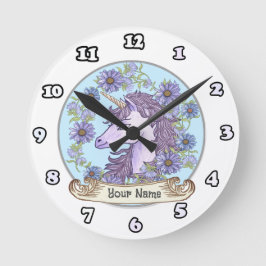 Blauwe Daisy Unicorn klok