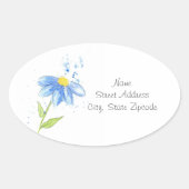 Blauwe Daisy Waterverf Labels (Voorkant)
