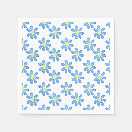 Blauwe Daisy Waterverf Pattern Servet (Voorkant)