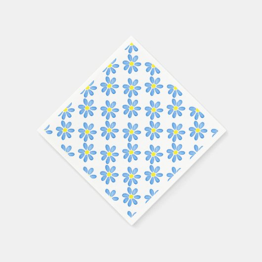 Blauwe Daisy Waterverf Pattern Servet (Hoek)