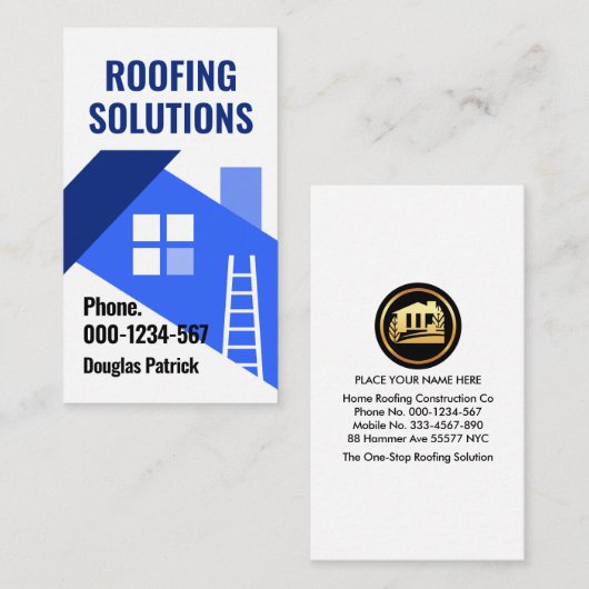 Blauwe dakbedekking visitekaartje (Voorkant / Achterkant)