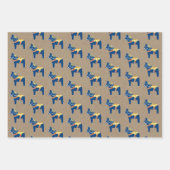 Blauwe Dala Horse Wrapping Paper Flat Sheet Set va (Voorkant 2)