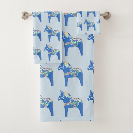 Blauwe Dala-paarden Bad Handdoek (Insitu)