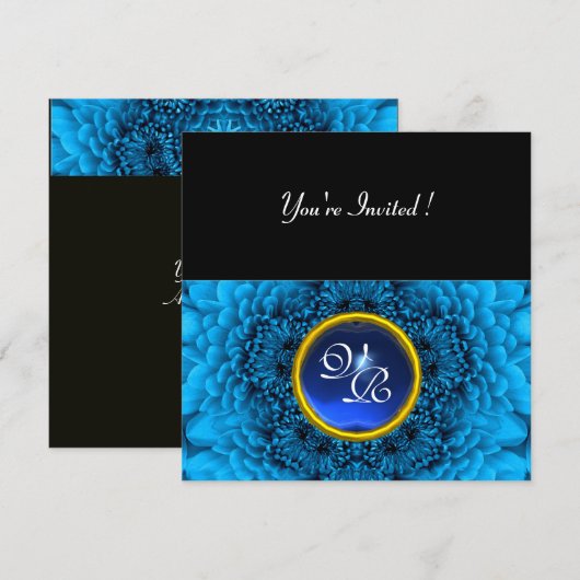 BLAUWE DALIA, SAFIER, helder zwart geel Kaart (Voorkant / Achterkant)