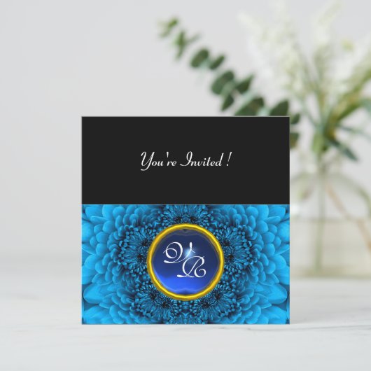 BLAUWE DALIA, SAFIER, helder zwart geel Kaart (Staand voorkant)