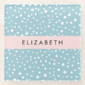 Blauwe Dalmatische Vlekken, Dalmatische Stippen, J Glazen Onderzetter (Voorkant)