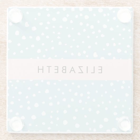 Blauwe Dalmatische Vlekken, Dalmatische Stippen, J Glazen Onderzetter (Achterkant)