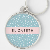 Blauwe Dalmatische Vlekken, Dalmatische Stippen, J Sleutelhanger (Voorkant)