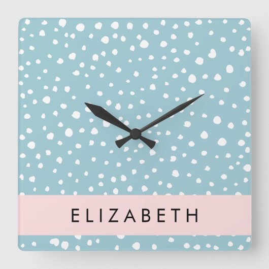 Blauwe Dalmatische Vlekken, Dalmatische Stippen, J Vierkante Klok (Voorkant)