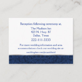 Blauwe Damask Bruiloft Behuizing Kaart