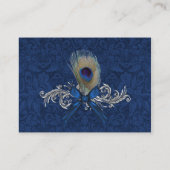 Blauwe Damask Bruiloft Behuizing Kaart (Achterkant)