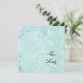 Blauwe Damask & Swirls Kaart (Staand voorkant)