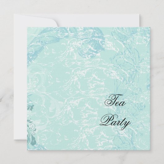 Blauwe Damask & Swirls Kaart (Voorkant)